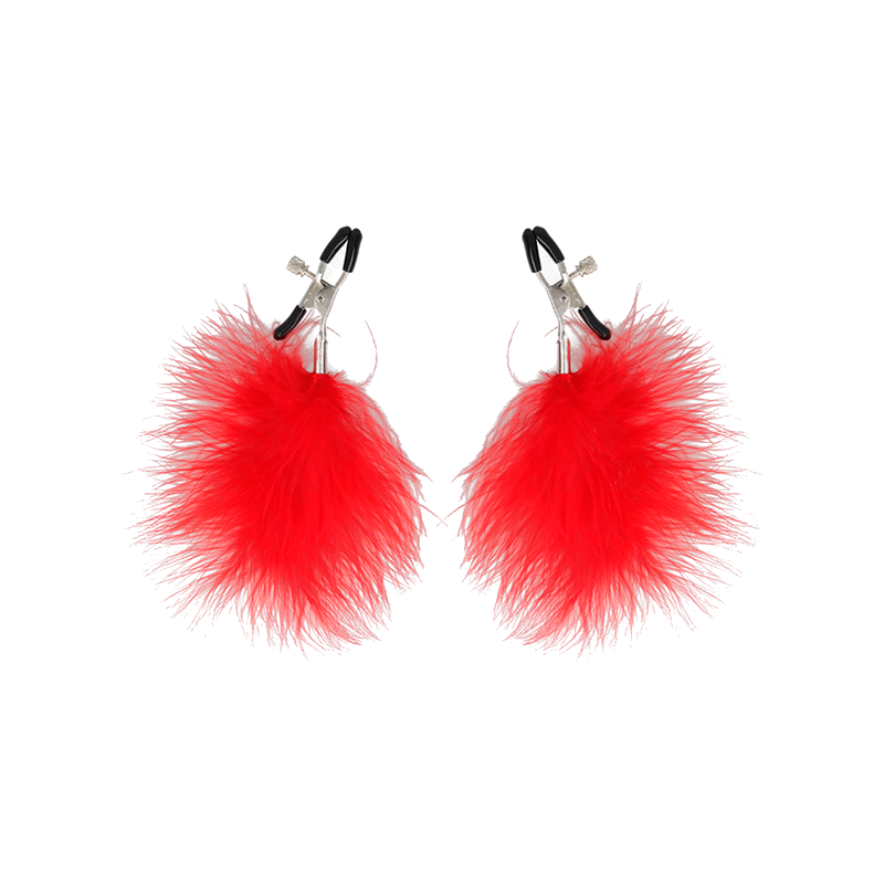 Pinzas Para Pezones Con Pluma Rojo 7 Cm