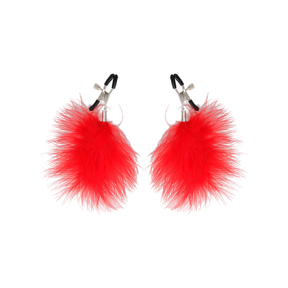 Pinzas Para Pezones Con Pluma Rojo 7 Cm