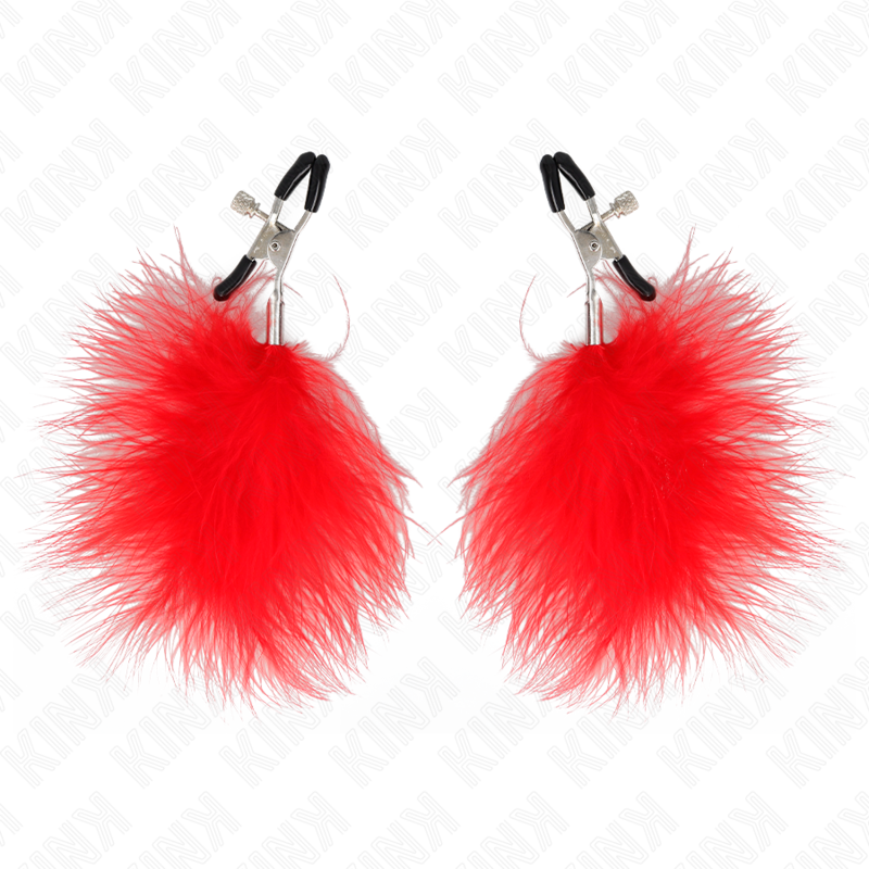 Pinzas Para Pezones Con Pluma Rojo 7 Cm