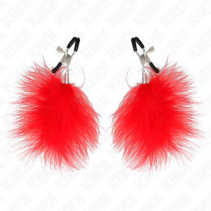 Pinzas Para Pezones Con Pluma Rojo 7 Cm