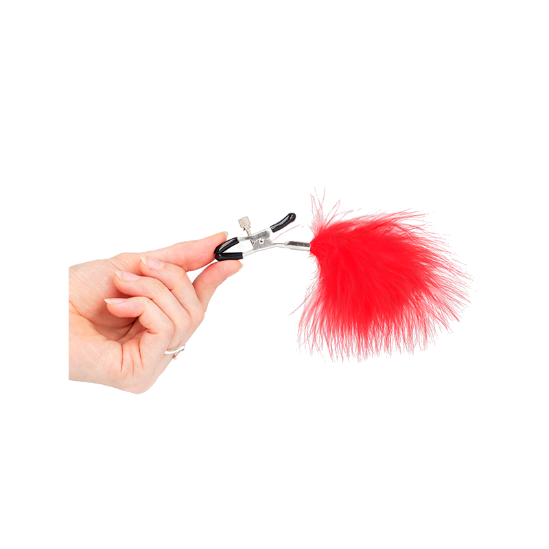 Pinzas Para Pezones Con Pluma Rojo 7 Cm