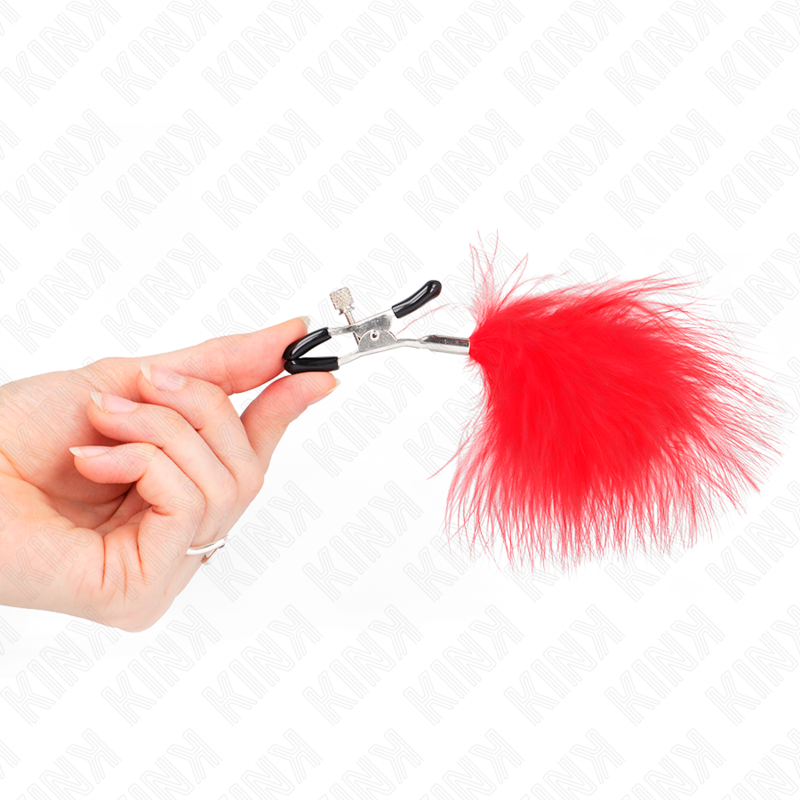 Pinzas Para Pezones Con Pluma Rojo 7 Cm