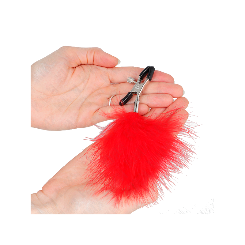 Pinzas Para Pezones Con Pluma Rojo 7 Cm