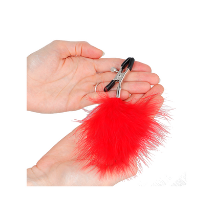 Pinzas Para Pezones Con Pluma Rojo 7 Cm