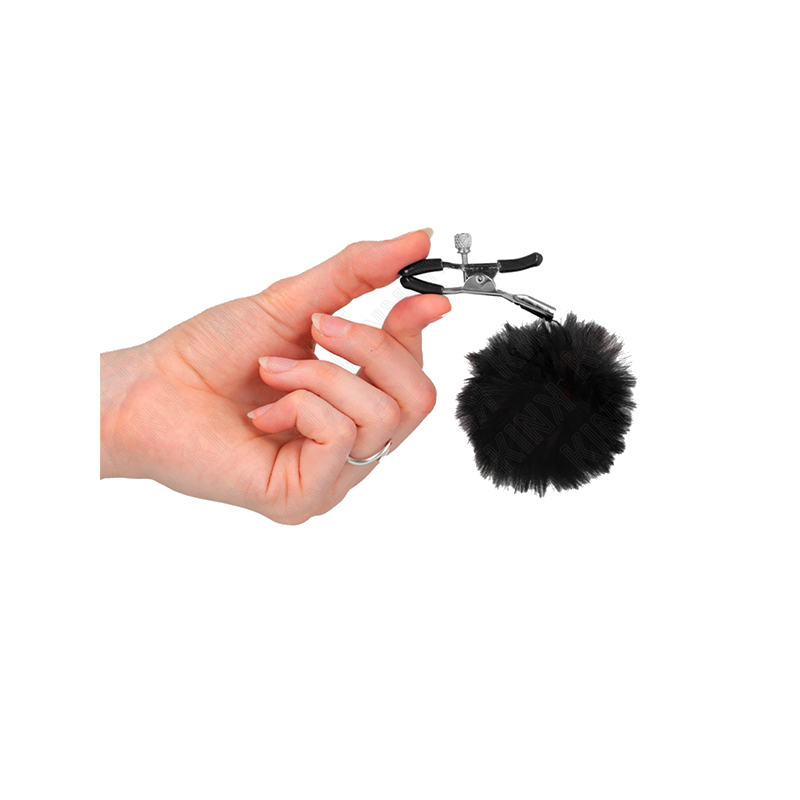 Pinzas Para Pezones Con Pompón Negro 6 Cm