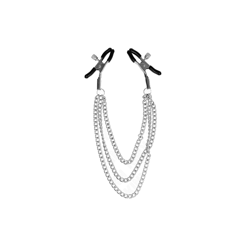 Pinzas Para Pezones Con Triple Cadena Plateado 20/23/28 Cm
