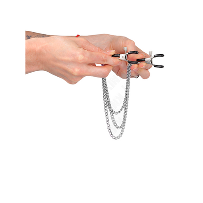 Pinzas Para Pezones Con Triple Cadena Plateado 20/23/28 Cm