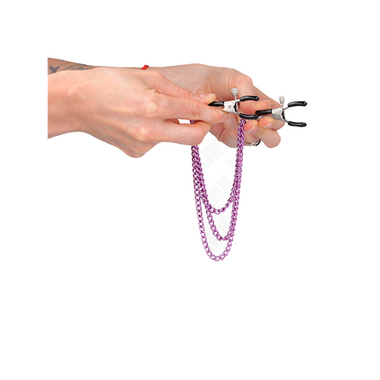 Pinzas Para Pezones Con Triple Cadena Violeta 20/23/28 Cm