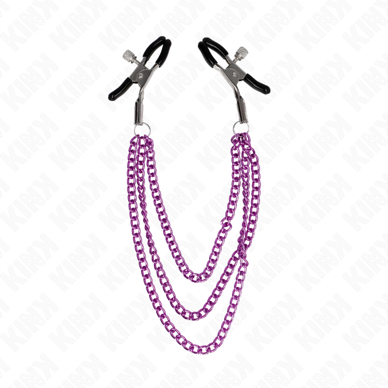 Pinzas Para Pezones Con Triple Cadena Violeta 20/23/28 Cm