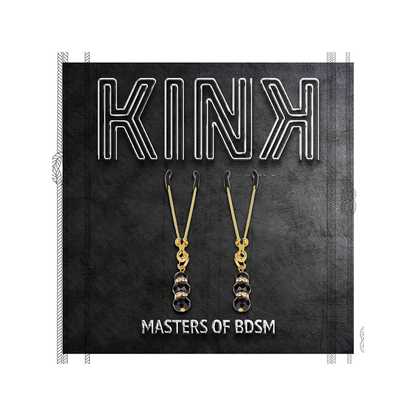 Pinzas Para Pezones Dorada Fina Con Triple Bola De Vidrio Negro 7 Cm