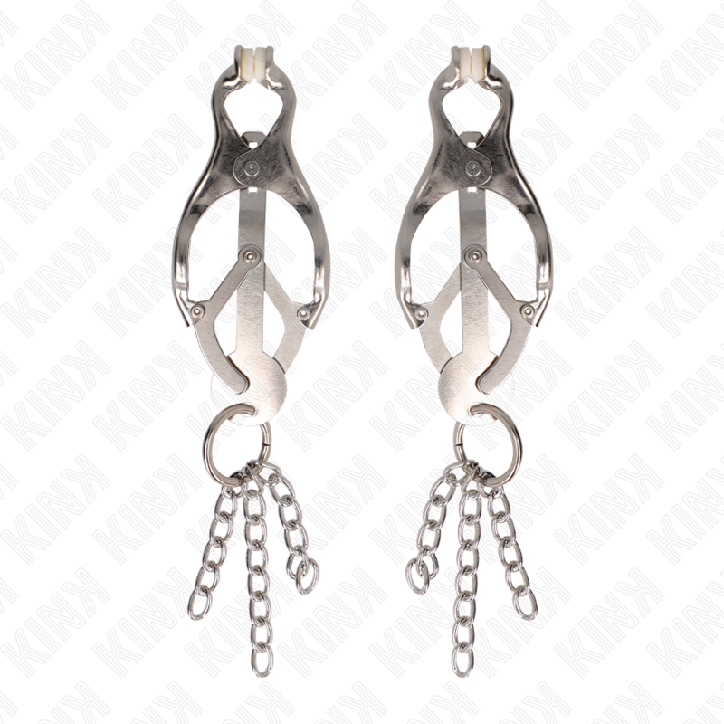 Pinzas Para Pezones Estilo Japonés Con Cadenas Plateado