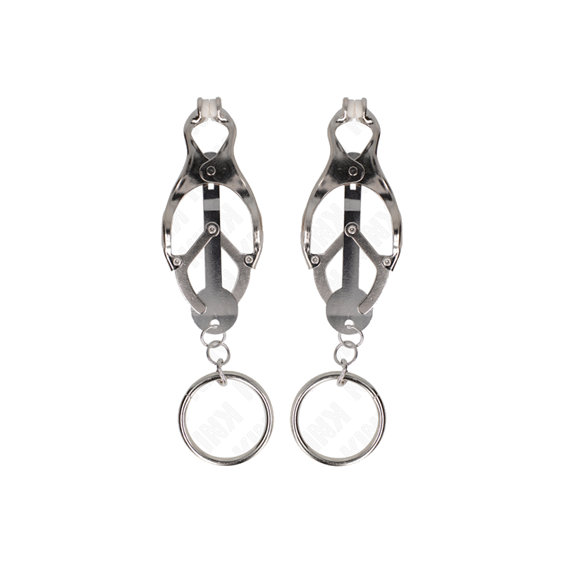Pinzas Para Pezones Estilo Japonés Con Aros Plateado