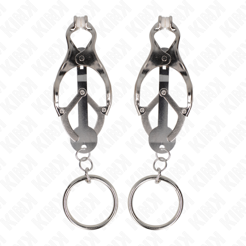 Pinzas Para Pezones Estilo Japonés Con Aros Plateado