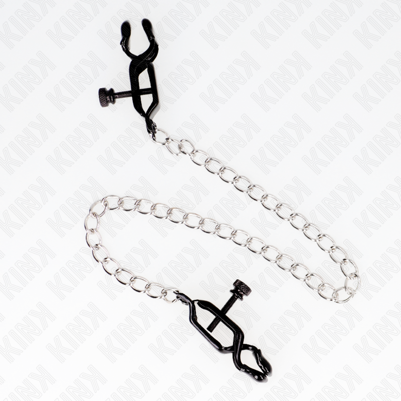 Pinzas Para Pezones Planas Negro Con Cadena Plateado 30 Cm