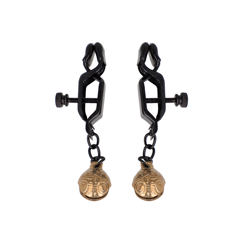 Pinzas Para Pezones Planas Negro Con Cascabel 7 Cm