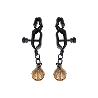 Pinzas Para Pezones Planas Negro Con Cascabel 7 Cm