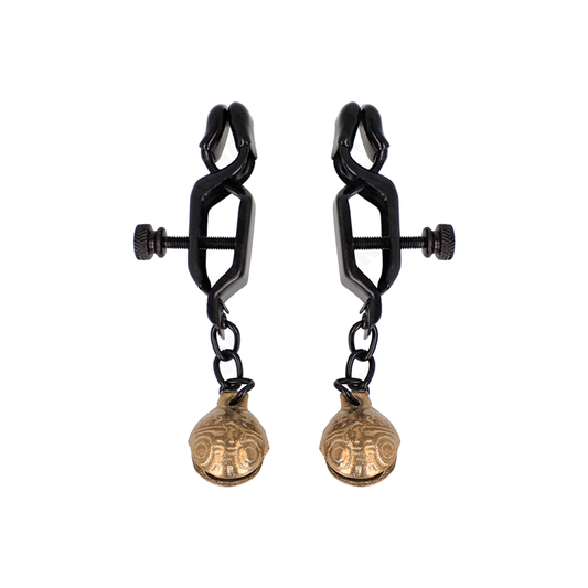 Pinzas Para Pezones Planas Negro Con Cascabel 7 Cm