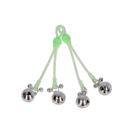 Pinzas Para Pezones Luminosas Forma Calabera Con Cascabel Sonoro Ajustable Verde / Plateado