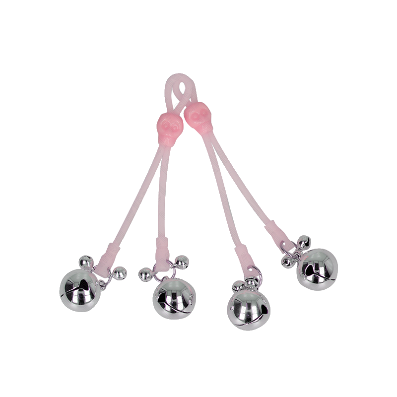 Pinzas Para Pezones Luminosas Forma Calabera Con Cascabel Sonoro Ajustable Rosa / Plateado