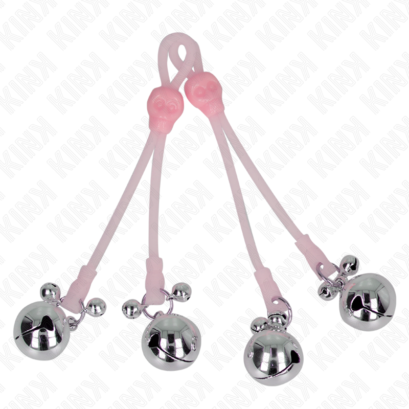 Pinzas Para Pezones Luminosas Forma Calabera Con Cascabel Sonoro Ajustable Rosa / Plateado