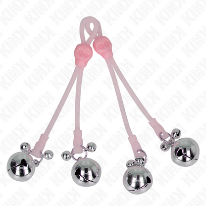 Pinzas Para Pezones Luminosas Forma Calabera Con Cascabel Sonoro Ajustable Rosa / Plateado