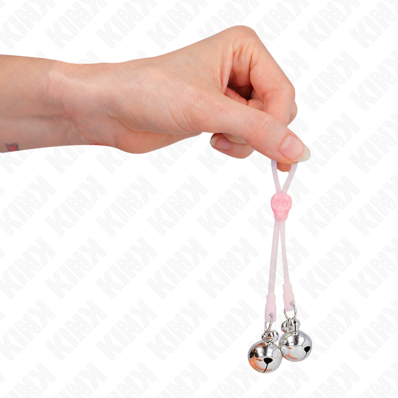Pinzas Para Pezones Luminosas Forma Calabera Con Cascabel Sonoro Ajustable Rosa / Plateado