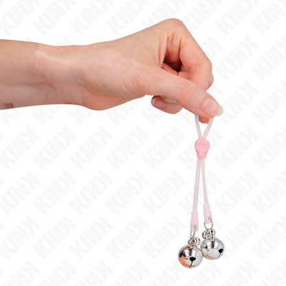 Pinzas Para Pezones Luminosas Forma Calabera Con Cascabel Sonoro Ajustable Rosa / Plateado