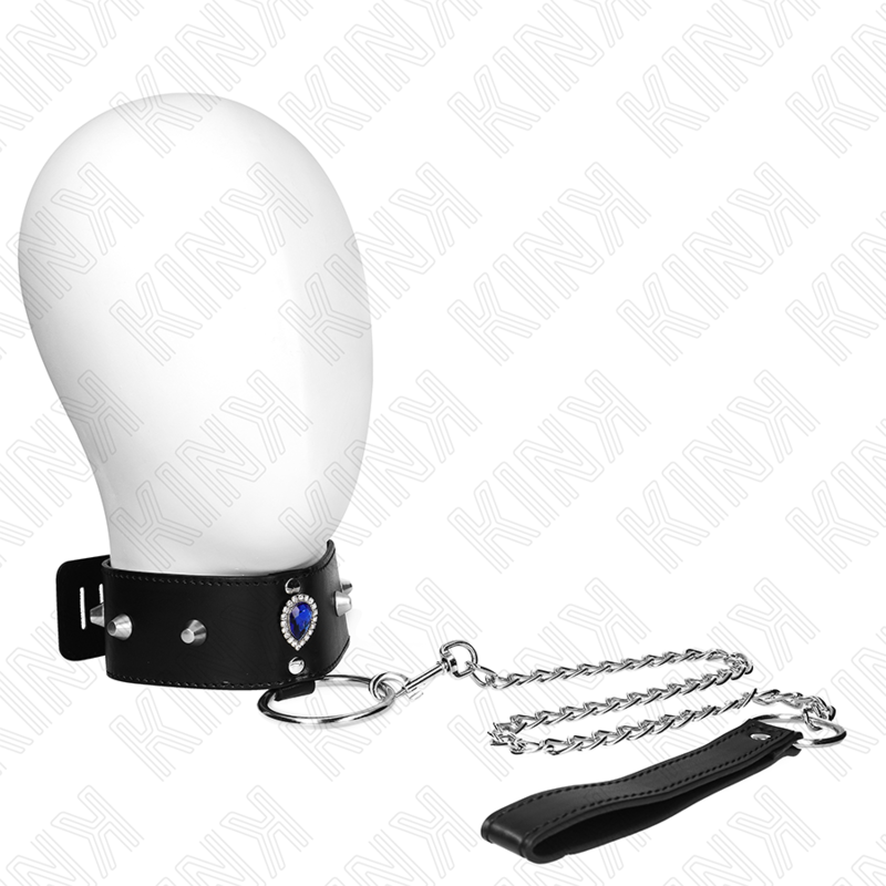Collar Con Correa 65 Cm Con Diamantes Azules Ajustable 36-43 Cm X 5 Cm