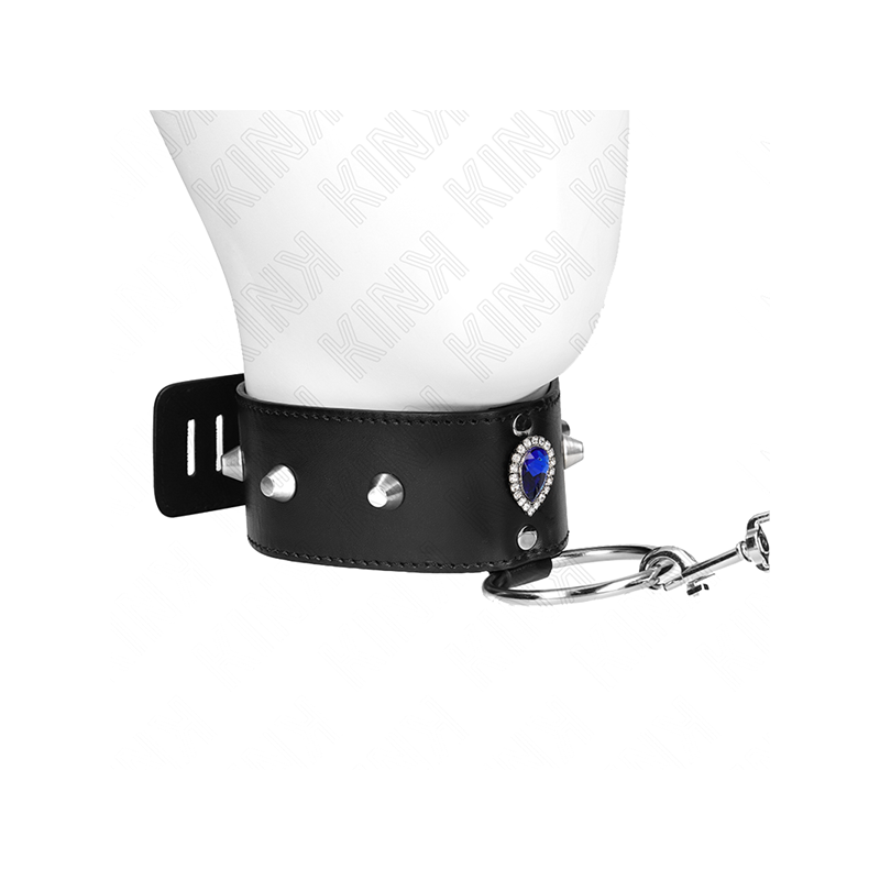 Collar Con Correa 65 Cm Con Diamantes Azules Ajustable 36-43 Cm X 5 Cm