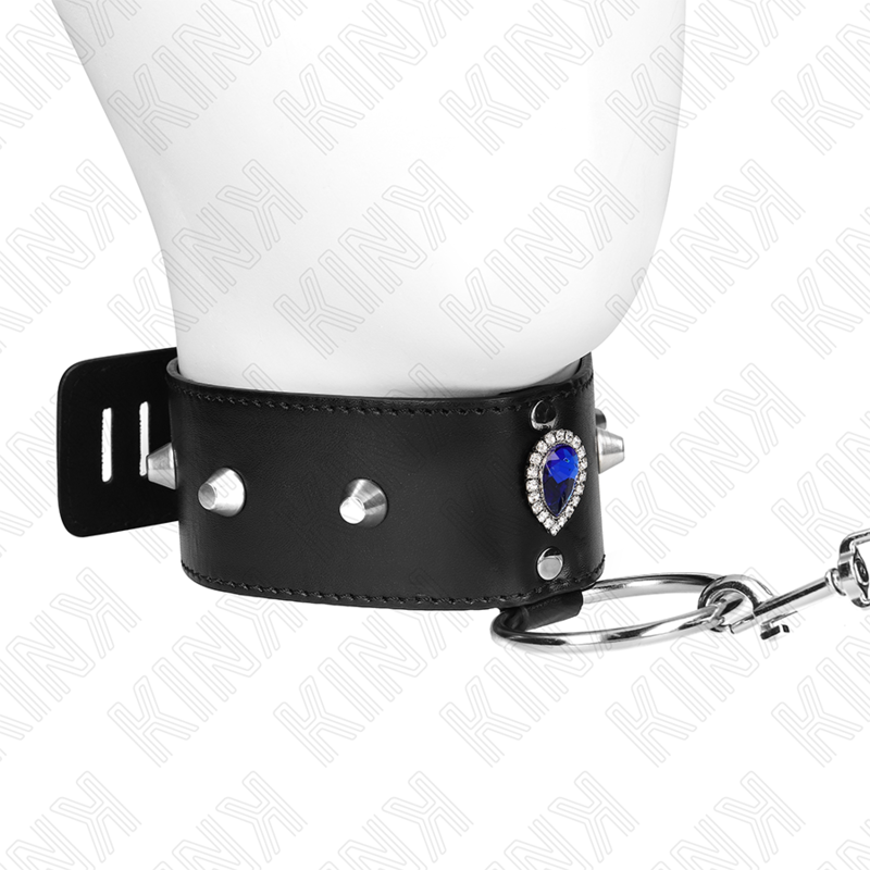 Collar Con Correa 65 Cm Con Diamantes Azules Ajustable 36-43 Cm X 5 Cm
