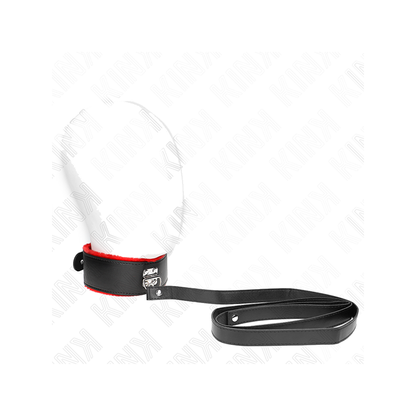 Collar Con Correa 116 Cm De Piel Rojo Ajustable 40-48 Cm X 6 Cm