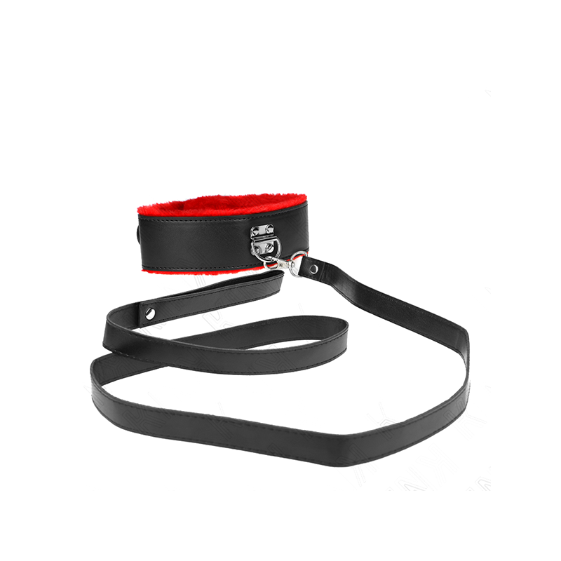 Collar Con Correa 116 Cm De Piel Rojo Ajustable 40-48 Cm X 6 Cm