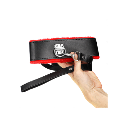 Collar Con Correa 116 Cm De Piel Rojo Ajustable 40-48 Cm X 6 Cm