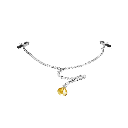 Pinzas Para Pezones Con Campana Cascabel Dorado Y Cadena 30 Cm