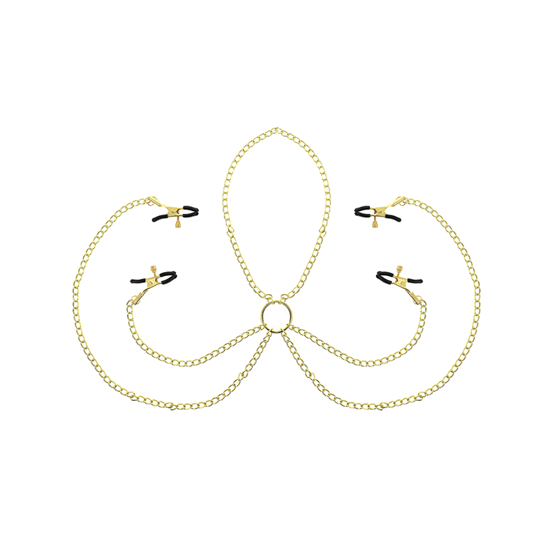 Pinzas Para Pezones Y Clítoris 4 Enganches Ajustable Dorado