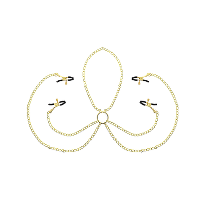 Pinzas Para Pezones Y Clítoris 4 Enganches Ajustable Dorado