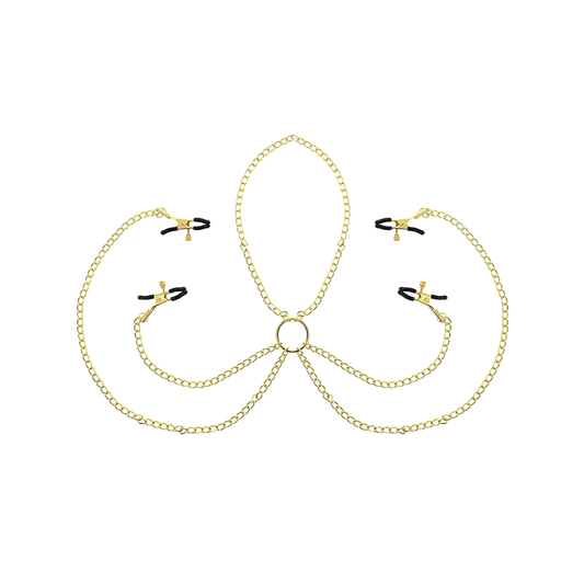 Pinzas Para Pezones Y Clítoris 4 Enganches Ajustable Dorado