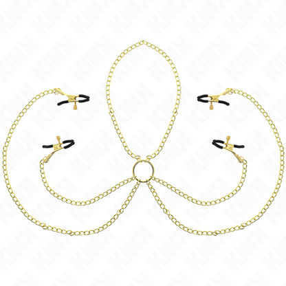 Pinzas Para Pezones Y Clítoris 4 Enganches Ajustable Dorado