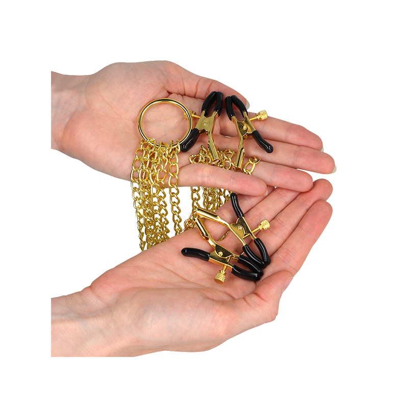 Pinzas Para Pezones Y Clítoris 4 Enganches Ajustable Dorado