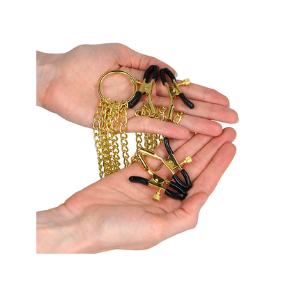 Pinzas Para Pezones Y Clítoris 4 Enganches Ajustable Dorado