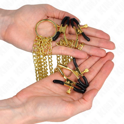 Pinzas Para Pezones Y Clítoris 4 Enganches Ajustable Dorado