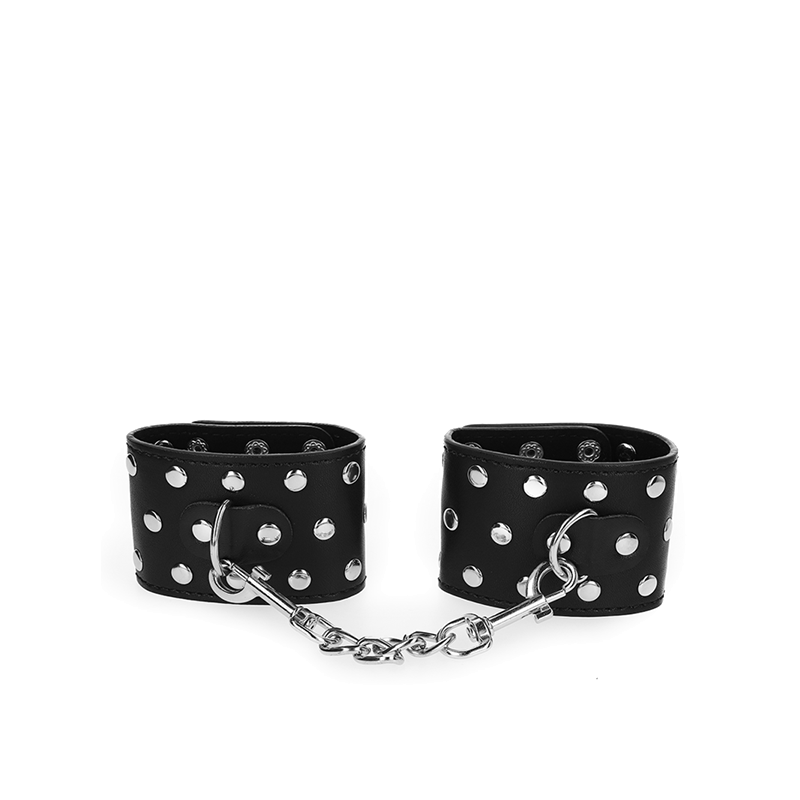Muñequeras Con Cierre A Presión Lleno De Tachuelas Ajustable Negro 19-24 Cm X 5.5 Cm