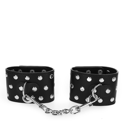 Muñequeras Con Cierre A Presión Lleno De Tachuelas Ajustable Negro 19-24 Cm X 5.5 Cm