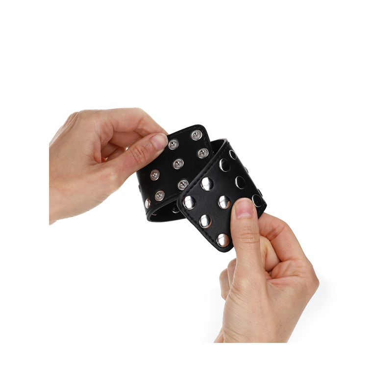 Muñequeras Con Cierre A Presión Lleno De Tachuelas Ajustable Negro 19-24 Cm X 5.5 Cm