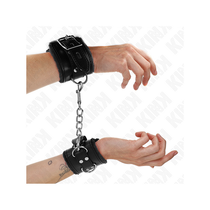 Muñequeras Forradas Negro Con Correa Negro Ajustable 20-29 Cm X 5.5 Cm