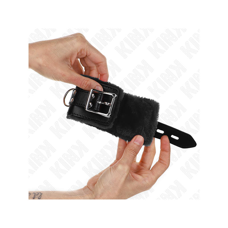 Muñequeras Forradas Negro Con Correa Negro Ajustable 20-29 Cm X 5.5 Cm