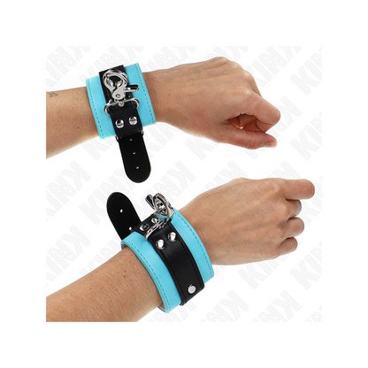 Muñequeras Con Cierre Premium Negro / Azul Ajustable 21-28 Cm X 5.5 Cm