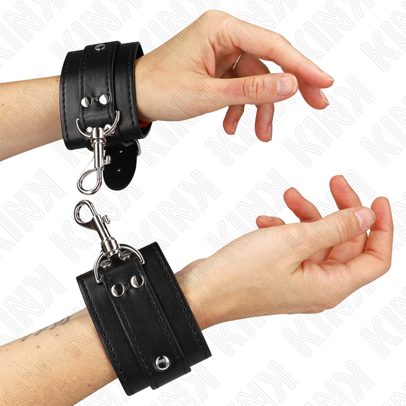 Muñequeras Estilo Mazmorra Con Cerradura Negro Ajustable 21-28 Cm X 5.5 Cm