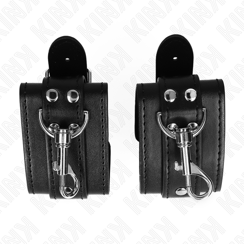 Muñequeras Estilo Mazmorra Con Cerradura Negro Ajustable 21-28 Cm X 5.5 Cm