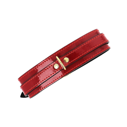 Collar Ajustable Rojo Vino Detalles Dorados 29-42.5 Cm X 4 Cm
